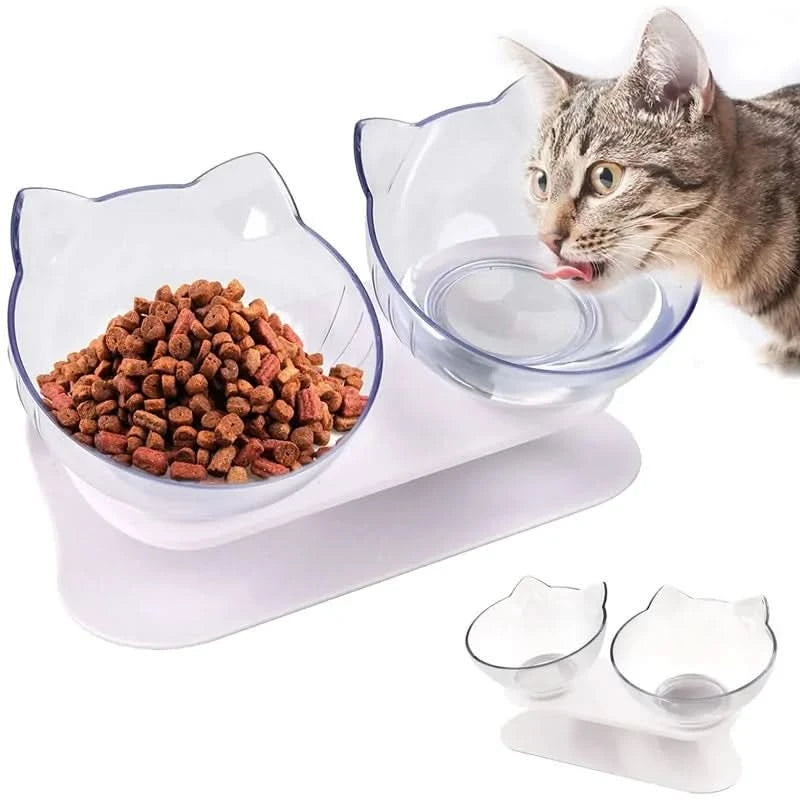 Elevated Dual Cat Dish Stand