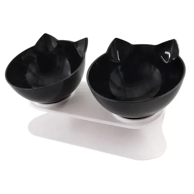 Elevated Dual Cat Dish Stand